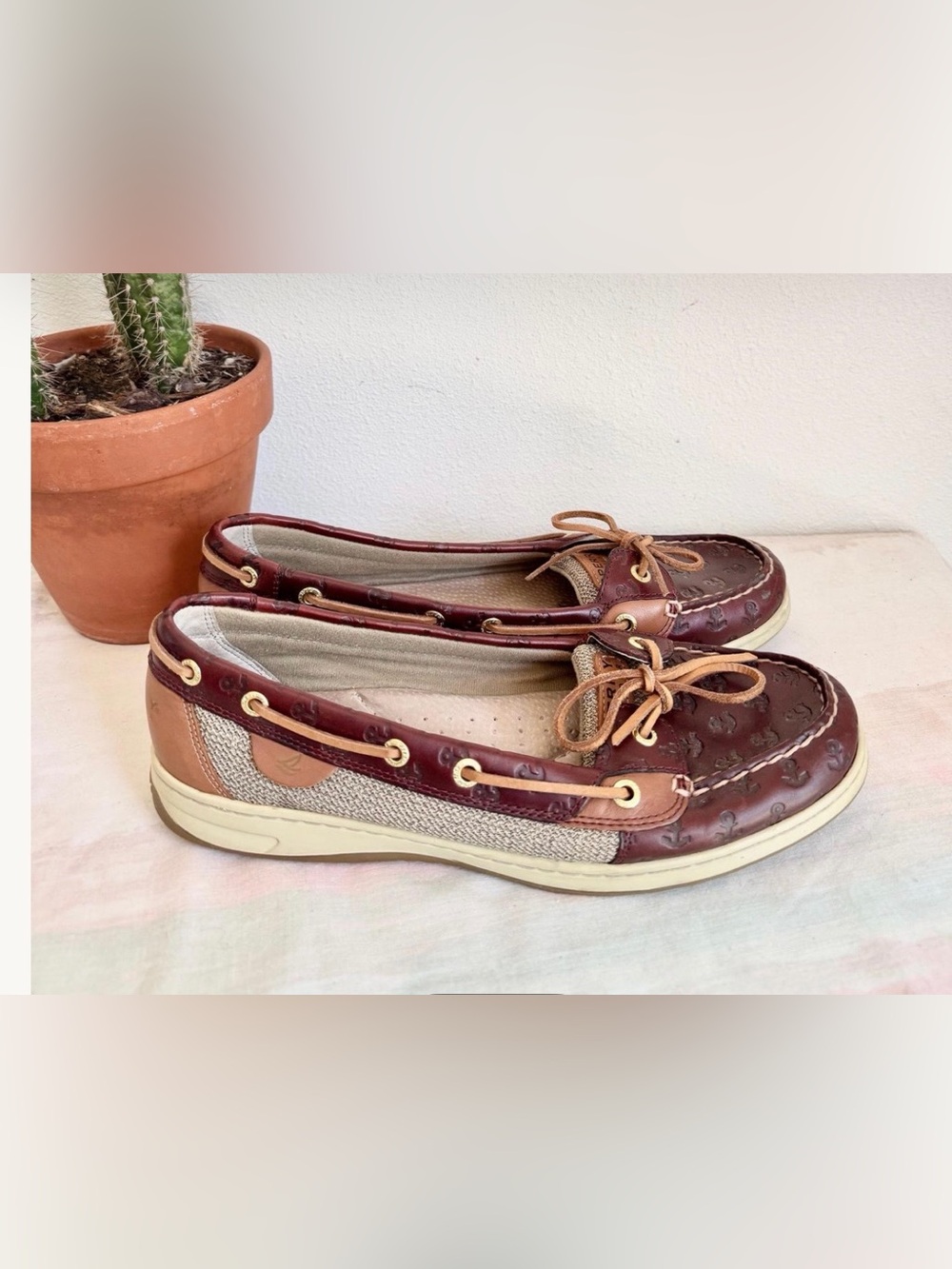 Sperry Angelfish Cordovan AnchorsLeather  Boat Shoes Womens Size 9